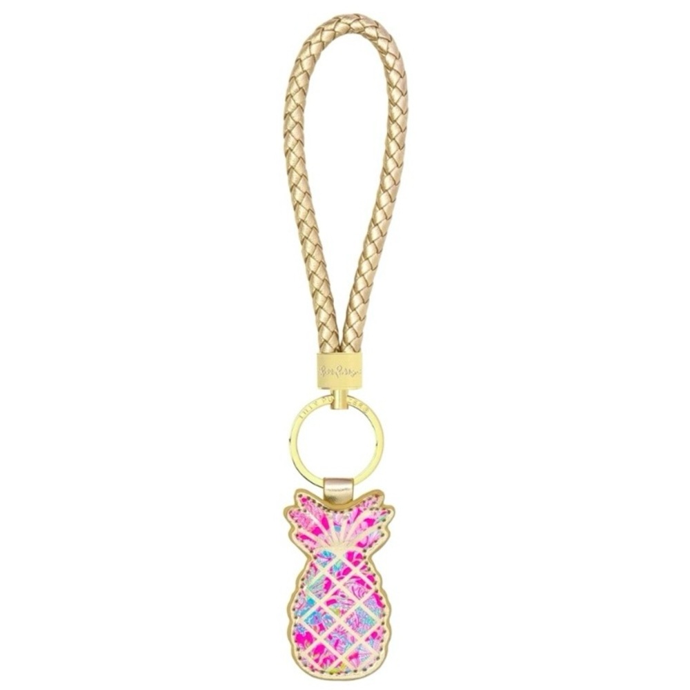 NEW Lilly Pulitzer Vibrant Pineapple Wrist Keychain with Gold-toned Strap